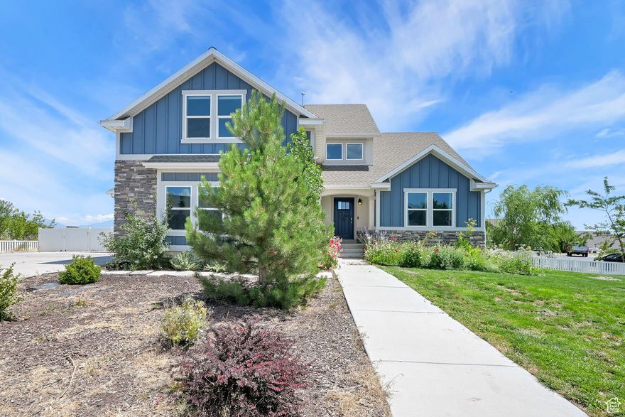 Start your home purchase with a great amount of equity.  Appraised on July 9, 2025 for $860,000.  Document attach.   Welcome to Your Dream Retreat in Eagle Mountain!   If you're an animal enthusiast or simply crave open space, this exceptional property is calling your name. Nestled amid breathtaking views in every direction, this home is zoned for animals of all sizes-offering endless possibilities for your ideal outdoor lifestyle. Whether you dream of building barns, adding sheds, installing a pool, or just enjoying wide-open space, there's room to bring your vision to life. Unwind under the stars in the hot tub, relax under the gazebo on the expanded patio, or enjoy cozy nights around the fire pit with loved ones.  Step inside to discover a thoughtfully upgraded interior. The main-level primary suite features a luxurious four-piece bath and a generous walk-in closet. A dedicated office with a designer accent wall creates the perfect space for remote work, while the welcoming great room-especially stunning during the holidays-serves as the true heart of the home. Remote-controlled shades on the main floor and tall expansive windows offer effortless comfort and privacy at your fingertips.  The kitchen is both functional and inviting, with a casual dining area that flows seamlessly into the great room, making it ideal for both daily living and entertaining. Just off the spacious three-car garage, you'll find a practical mud room, laundry area, and half bath-all designed to support effortless main-level living.  Additional main floor upgrades include professionally-installed premium flooring and stunning sunrise views that flood the home with natural light. The upper level features three additional bedrooms, a full bathroom, and a versatile bonus space-perfect for a study nook, playroom, gaming zone, or cozy retreat.  Outside, this property truly shines with a large garden area, greenhouse, fruit trees, and an digital irrigation sprinkler system that ensures efficient watering. The garage is wired for two electric vehicle chargers, and a Vivint security system is already installed and ready for activation, providing peace of mind from day one.  Downstairs, the basement boasts soaring 9-foot ceilings, a completed full bathroom (a major investment already taken care of), and endless potential for additional bedrooms, a theater, gym, or anything your lifestyle demands. A water softener is also owned and installed for added comfort and efficiency.