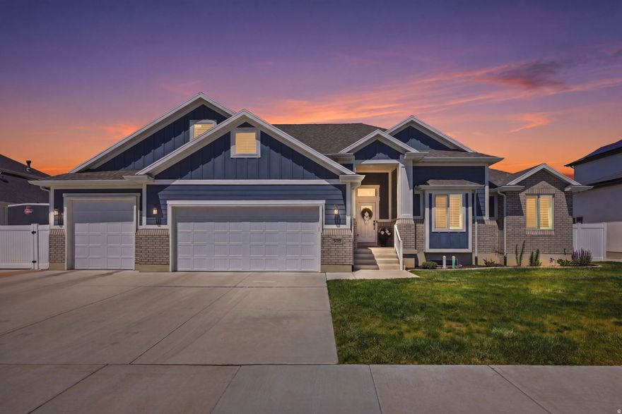 Practically brand new and loaded with upgrades! This beautiful rambler, built in 2021, offers 3 bedrooms, 2.5 bathrooms, and an open, functional layout designed for comfortable living. Enjoy the benefits of solar for added energy efficiency and savings. The impressive 4-car garage includes a tandem bay with access to the backyard, perfect for toys, storage, or entertaining. Step outside to your own private backyard retreat featuring a swimming pool, just in time for summer. With modern finishes, thoughtful design, and the feel of a new construction home without the wait, this home is one you won't want to miss! Square footage figures are provided as a courtesy estimate only and were obtained from building plans.  Buyer is advised to obtain an independent measurement.