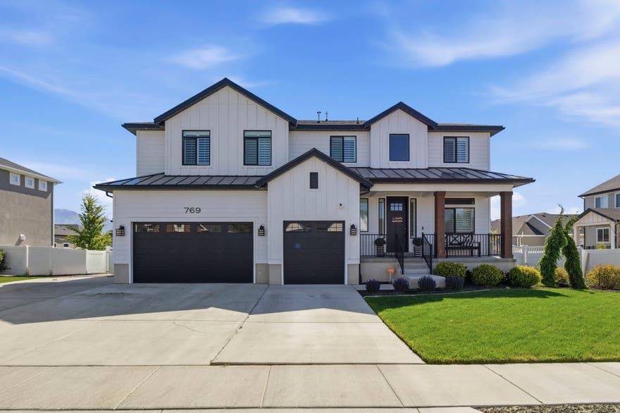 Stunning two-story home with exceptional curb appeal and built-in renters in the basement apartment. Thoughtfully designed with bright, open living spaces and room to grow, this home offers both comfort and functionality. Landscaping is 90% complete, with sellers intentionally leaving space for a future pool - already plumbed and equipped with gas, plumbing and electrical connections for easy installation. Ready to install a pool house as well.  Warm up on the patio and gas line is ready to install your own private firepit for entertaining friends and family.  Nearby trails and parks are a bonus.  Easy access to Pioneer Crossing or Lehi Main street. Minutes away from shopping, costco and restaurants.   Enjoy entertaining on the covered back deck, relaxing on the covered front porch in your rocking chairs, or working from the private main-floor office. Flexible floorplan includes a spacious loft, large laundry room, and gym that can easily serve as a 5th bedroom in the basement.  Additional upgrades include solar panels, programmable permanent exterior lighting, and ready to move in condition. Abundant parking space for owner, guests and renters. A rare opportunity combining style, convenience, and income-producing basement to help with mortgage.  Square footage figures are provided as a courtesy estimate only. Buyer is advised to obtain an independent measurement.