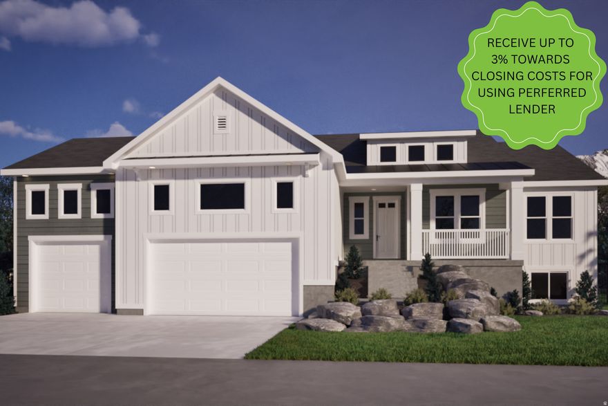 Welcome to The Barn at Terakee Farms - a charming countryside community tucked into the peaceful surroundings of West Weber. This featured new build showcases the sought-after Emerson 1797 floor plan, offering just over 3,700 sq. ft. of thoughtfully designed space, including an unfinished basement ready for your future vision PLUS a massive cold storage area.  Enjoy the convenience of single-level living with 9-foot ceilings on the main floor, 3 bedrooms, and 2.5 bathrooms. The spacious kitchen is ideal for entertaining, featuring abundant cabinetry, generous counterspace, and a dedicated dining area.  The primary suite is designed for comfort, complete with a walk-in closet and a luxurious en-suite bathroom featuring a separate tub and shower, double vanity, and plenty of room to unwind.  Set against serene surroundings with beautiful mountain views, this community offers the perfect blend of peaceful country living with convenient access to outdoor recreation and modern amenities.  Come discover The Barn at Terakee Farms - where comfort, space, and scenery come together.  **Home is currently under construction AND as such photos are not of this particular home BUT are representative of the Emerson floor plan. Colors and finishes subject to change. Estimated completion: Early May. ALSO call to find out about our Lender incentives!  **All information deemed accurate. Buyers and Buyers agent to verify all. Square footage figures are provided as a courtesy estimate only and were obtained from the building plans. Buyer is advised to obtain an independent measurement.