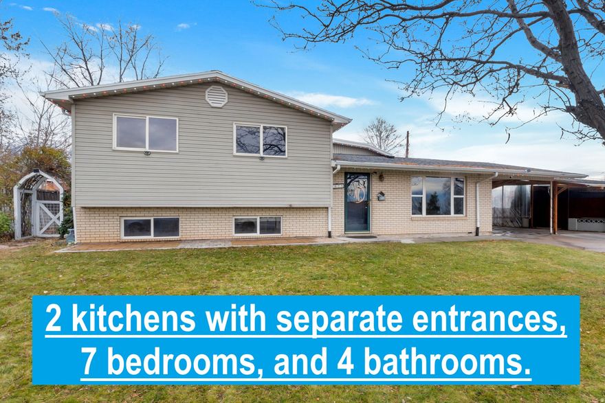 *** Open House Feb-28 from 11am to 2pm *** Fantastic opportunity in Orem! This home stands out with its fully functional second kitchen and private entrance, a rare and highly desirable feature perfect for extended family, multi-generational living, guests, or creating an independent living space. This setup greatly enhances the home's flexibility and long-term value. Major upgrades, including a new roof, new HVAC system, and new water heaters, provide years of worry-free living. To top it off, the home includes permanent RGB exterior lighting, offering a clean, modern look and effortless year-round ambiance.