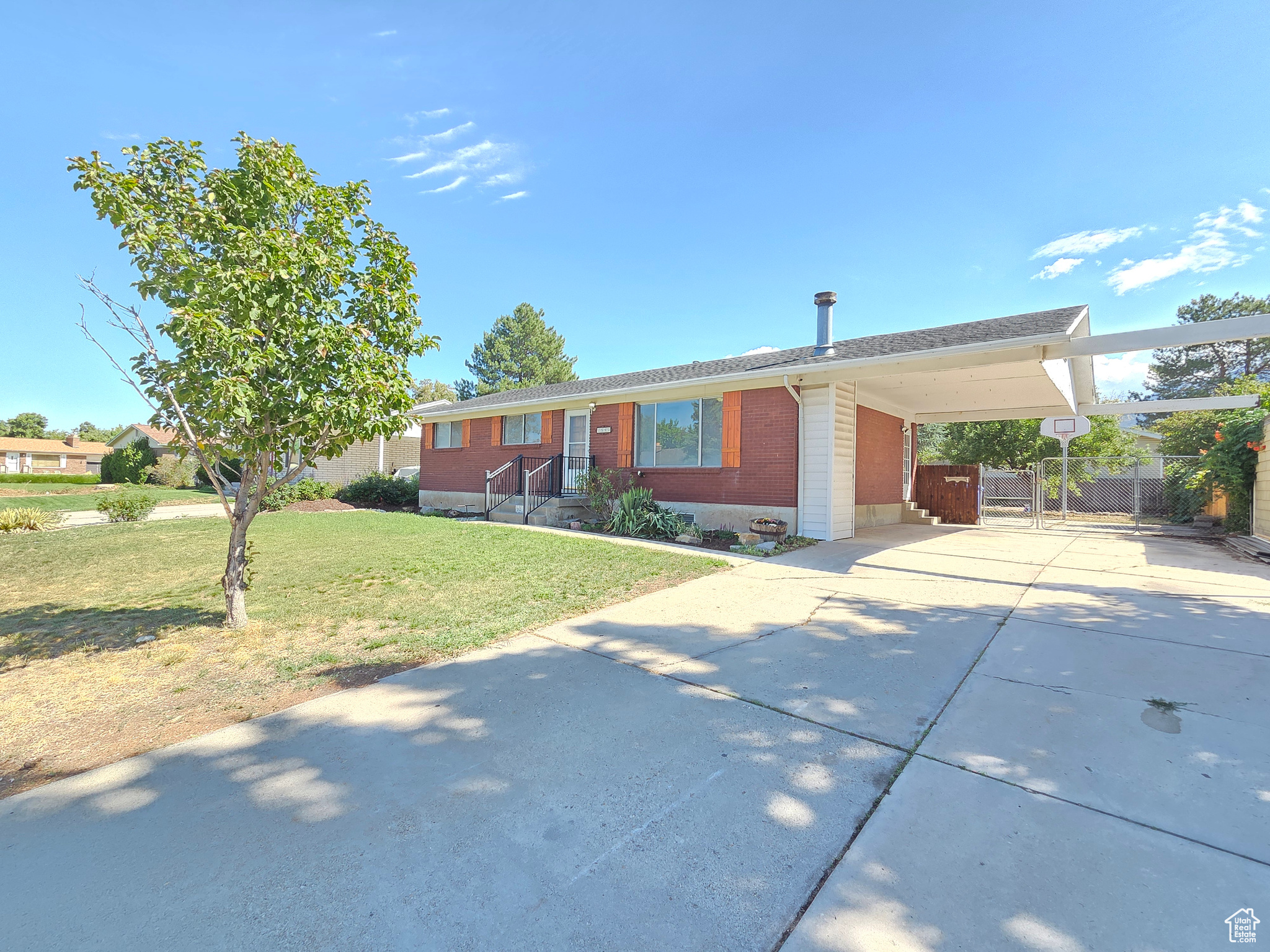 Great 5 bed, 3 bath brick rambler located on quiet cul-de-sac, within walking distance of Fort Union shopping and restaurants, and easy access to I215 freeway and Cottonwood Canyons! | Brand new carpet and paint throughout! | Large, open kitchen with knotty alder cabinets, island with butcher block countertop, and stainless steel appliances | Large family room in basement | Good sized bedrooms throughout | Brand new architectural shingle roof, furnace, & central AC! | Fully fenced backyard with composite deck, fruit trees, in-ground trampoline, and huge shed.