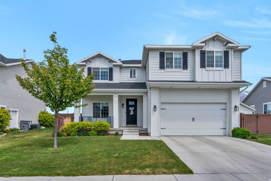 OPEN HOUSE this Saturday April 25th @ 11-2pm. Home looks as though it's BRAND NEW with how meticulously it has been cared for, and loaded with upgrades - quartz countertops throughout, new highly rated LVP flooring, wainscoting added to several walls, new light-filtering roman shades in the main level and current office; blackout roman shades throughout rest of house, custom cabinetry & shelving added to laundry room and in the fully finished basement, upgraded new carpet all throughout. Great sized yard that is well manicured with a variety of trees (peach tree) and a planter box. There are two sheds - a smaller one for yard stuff and a 200 sq ft one that can handle a ton of storage. Located in a highly desirable Westbrook neighborhood of Vineyard where everyone has bigger lots and a little more space. Located near the upcoming Utah City, brand new Bella market, great schools, and entertainment & shopping all nearby. Easy access to the I-15 freeway. This one will go quickly!