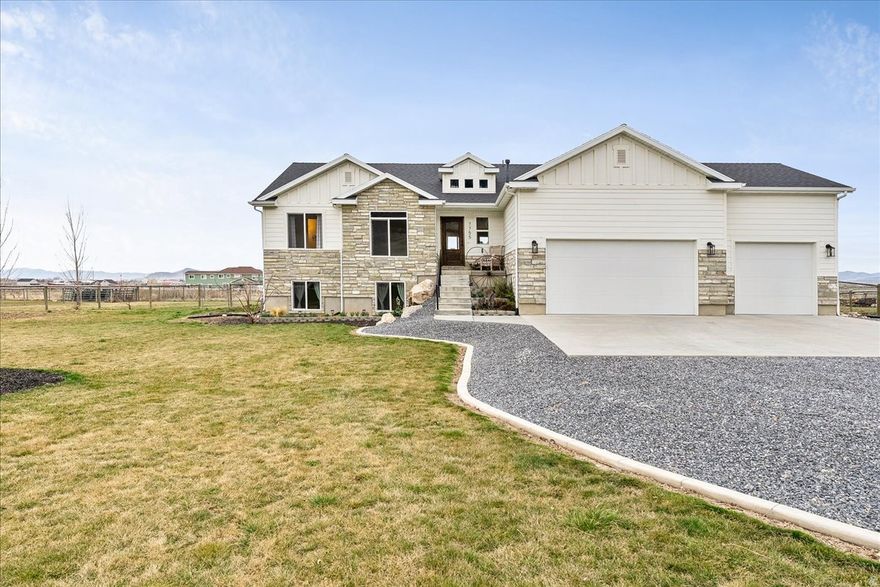 This is a home on top of a home... Set up for multi-generational living or to live on one level and rent out the other. There is a separate entrance for basement and ability to lock the door dividing the floors. The basement has a built in Sauna set for wet or dry and will hold up to 4 people.  There is a cement pad for a Jacuzzi and ready with electrical set up. Don't miss the Chicken coop ready for you to raise your chickens, The Organic Garden is 40' x 100' and is set up for flood irrigation watering.  This is a horse property. The property is stocked with Fruit and Nut trees including Grape Vines Perennials, Rose Garden and Strawberry patch. This home is a half mile from Crystal Hot Springs. This really is an incredible property.