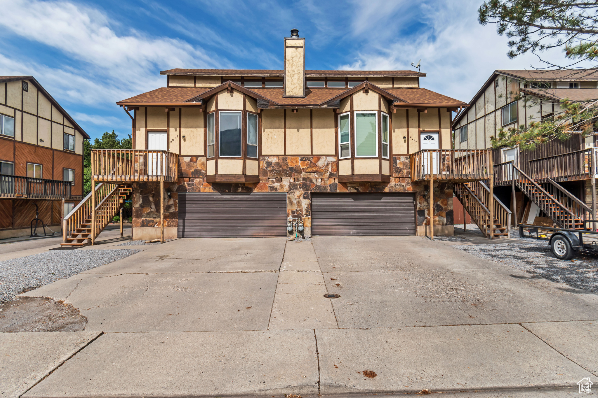 This fully-leased duplex offers a rare investment opportunity with a gross monthly rental income of $5,495! Each spacious unit includes 6 bedrooms and 3 bathrooms, and is highlighted by vaulted ceilings and exposed wood beams, adding character. Unit 2017 received a full remodel in 2021, including new low-e windows and appliances. This unit also includes a fenced grass backyard, offering a private outdoor space for tenants. Unit 2015 was partially remodeled in 2024 and includes central air, and a partially converted garage to add 2 additional bedrooms to the unit. The conversion allows flexibility for the new owner to leave it as is, complete the bedroom configuration, or revert it back to a garage. Each unit features a fireplace to enhance the main living space and is host to ample parking for tenants and guests-a rare convenience in this area. Being centrally located between BYU & UVU, with proximity to UTA and BYU bus stops and other local restaurants and amenities, this duplex enjoys consistent rental demand with strong occupancy rates. City Occupancy Approved for 1 family or 4 singles per unit. U2017 tenants pay all utilities except water, U2015 utilities are covered by the landlord. Don't miss the chance to own a fully leased, well-maintained duplex in an unbeatable Provo location. Schedule your private tour today! Buyer/Buyer's Agent to verify all information.