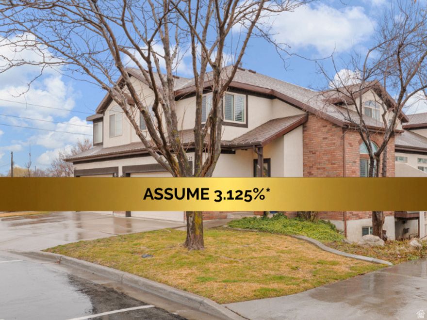 *$850 Potential savings based on the ability for a qualified buyer to ASSUME SELLER'S 3.125% Loan  Buyer DOES NOT need to be VA eligible (subject to lender approval).  Buyer must qualify and cover any equity difference.  Move-in ready and beautifully upgraded, this 4-bed, 3.5 bath townhome offers bright vaulted ceilings, abundant natural light, and a layout that fits real life-ideally located near I-15 with convenient access north or south. Enjoy the convenience of nearby West Bountiful Park, CenterPoint Theatre, and Megaplex entertainment. The kitchen shines with quartz countertops, subway tile backsplash, ceramic wood-look tile flooring, newer appliances, and modern lighting. Upstairs, the primary suite includes a remodeled bath and walk-through closets, while the loft provides the perfect work-from-home space or cozy reading retreat. Downstairs, the fully finished basement adds a second family room, bedroom, and bath-ideal for guests or additional living space. Enjoy a low-maintenance lifestyle with minimal yard upkeep-perfect for those who prefer more time to relax and enjoy nearby amenities. The HOA maintains landscaping and handles snow removal for added convenience. Additional features include plantation shutters, a spacious two-car garage, new windows (2025), and a water softener (2024). Washer, dryer, refrigerator, Ring doorbell, and a transferable home warranty are included.