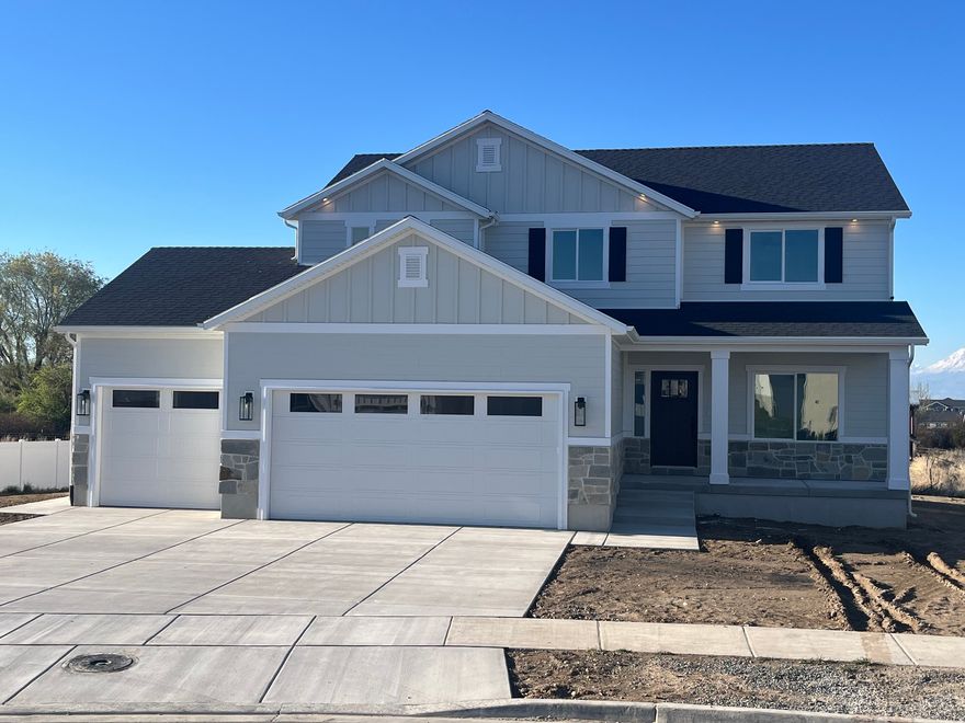 Brand new in Salem Hills school boundaries! 7 foot tall USABLE crawl space with stairs, 1157 square feet and concrete floor! Another quality home built by Andrews Homes, this 4 bedroom, 2 1/2 bath, south facing home is sure to please! Upgrades include 9 foot ceilings on main, fireplace, quartz countertops, double ovens, LVP flooring, separate soaker tub/shower in Master Bedroom, 3 car garage, flat 1/4 acre with amazing mountain views! Estimated completion early/mid April.