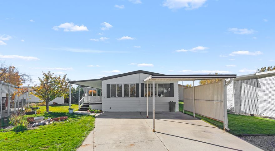 Come see this beautifully updated home in person!  Fully renovated 3-bed, 2-bath home in Monte Vista Mobile Home Park! Modern kitchen with granite countertops, new flooring, updated baths, and fresh paint throughout. Covered patio and carport parking. Great Roy location near schools, shopping & I-15.