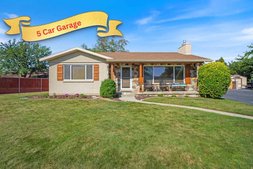 Exceptional Historic Murray Property with Massive Garage & RV Parking. This rare 4-bedroom, 2-bath home in the heart of Murray offers space, functionality, and unbeatable convenience. Designed for comfort and practicality, the home features main-floor laundry, built-in storage, and updated adjustable LED lighting throughout bedrooms and hallways. All appliances are included, along with an owned 10-camera security system and owned UTOPIA fiber-optic internet line, providing peace of mind and ultra-fast connectivity.  Step into a masterfully designed machine shop and fabrication space that blends industrial power with home comfort amenities. Detached 5-car garage setup: two front bays for daily drivers and a separate 3-car (37 ft x 23 ft) heated shop, equipped with 220V power, air compressor plumbing, and a security camera system.   The property also includes a 12x16 Tall Ranch A-Shed (insulated) and over 20+ car parking spaces-perfect for RVs, trailers, work vehicles, and guests.  Enjoy stunning mountain views from the porch and backyard, all within walking distance to Murray Park, Murray Library and nearby schools. Convenient access to IMC, shopping, I-15, and I-215 makes commuting effortless.  Includes home warranty. Agent owned.