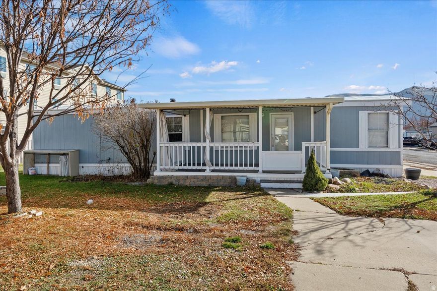 Affordability in beautiful Morgan Utah. This lovely home is situated at the end of a cul-de-sac and has a very large yard for the neighborhood. The park rent is only $500 a month and includes water and sewer. Utopia Fiber is available. All appliances and window coverings are included, making the home turn key.  They water heater is new 2023. The furnace was new in 2012. The roof is metal. The home has been updated including stainless appliances. The dishwasher and disposal are new. Park approval required prior to offer acceptance. Pets are allowed. No rentals allowed. Square footage figures are provided as a courtesy estimate only. Buyer is advised to obtain an independent measurement.