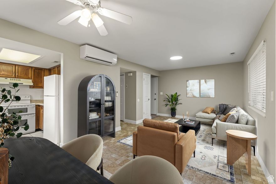 Darling 2 bedroom one bathroom condo in amazing location! Spacious bedrooms, bathroom with jetted tub and upgraded shower head. Quaint patio with roomy storage closet that opens to a large shared grass courtyard. Laundry in unit! Updated paint, and flooring, water heater 2023, new cooling system installed. Don't wait on this amazing deal! Square footage figures are provided as a courtesy estimate only and were obtained from county records.  Buyer is advised to obtain an independent measurement.