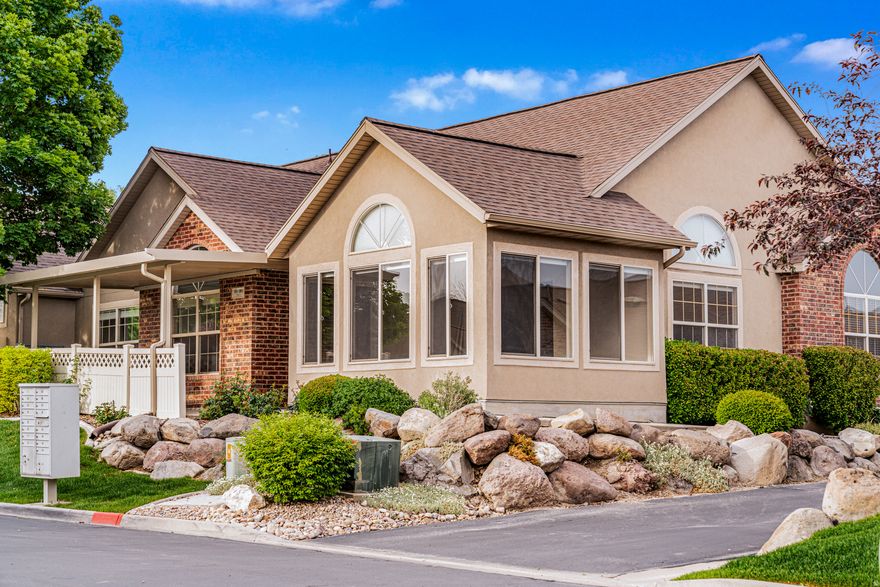 Location, Location, Location!. This beautiful 55+ community is in the ideal location.  Quiet, comfortable and convenient.  Within minutes to one of Utah County's largest commercial zones and yet tucked away in the warm and welcoming Meadow Park Villas neighborhood. This bright and open 3-bed, 2-bath home is full of natural light and is one of the larger units in the complex featuring a spacious sunroom. The 3rd bedroom/Office/Den space allows for flexibility. Enjoy living in this well-groomed, maintenance-free complex with beautiful landscaping, friendly neighbors, a clubhouse and pool. Located just minutes from I-15, shopping, dining, entertainment, banking, churches and more. This home truly combines comfort, convenience, and community. Schedule your private showing today!