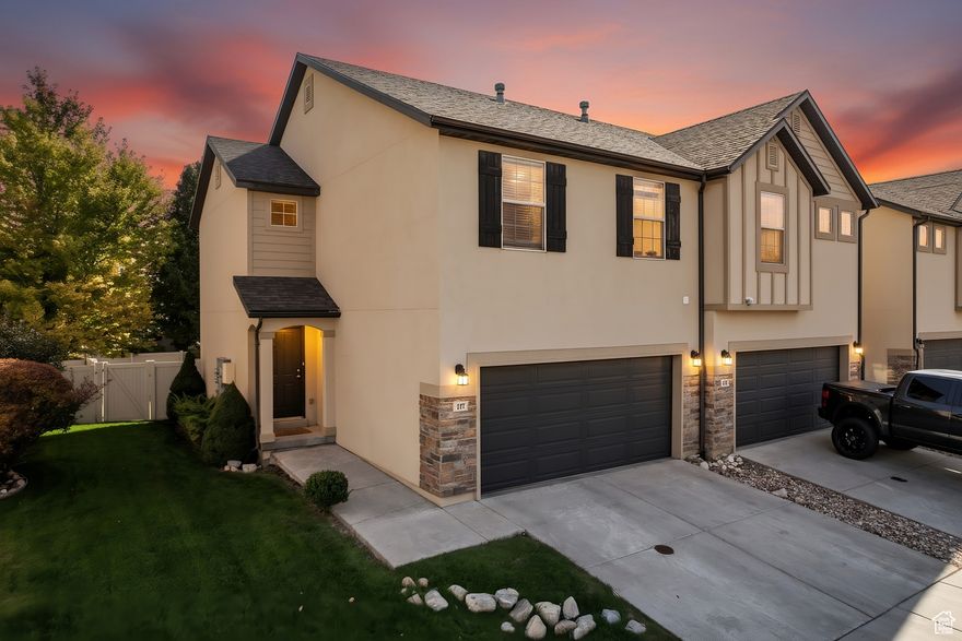 Discover the perfect blend of style and convenience at this exceptional townhome, a true gem in a row-end position. This home has been thoughtfully updated with new flooring and A/C system. The spacious master bedroom includes an on-suite bathroom, and the fully finished basement offers flexible living space. Outside, a rare, large backyard with side access provides ample outdoor living. Located within walking distance of Sierra Bonita Elementary and Maple Mountain High School, this home is also minutes from an array of local amenities. You'll enjoy easy access to dining at popular spots like Texas Roadhouse, while shopping is a breeze at nearby Target and Walmart. Local entertainment is also abundant, with the Cinemark movie theater and Spanish Fork Sports Park just a short drive away, making it the ideal home for an active lifestyle. Buyer is advised to obtain an independent measurement.