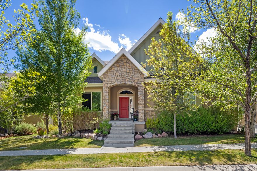 Watch the sun sink beneath the peaks of Mount Timpanogos from this charming 3-bedroom cottage, conveniently located just five minutes from Deer Valley East Village in the desirable River View community. This residence is centered on alpine scenery, with panoramic mountain views from the great room, kitchen, deck, and primary suite. The main level features a great room with hardwood flooring open to the kitchen, dining area, and deck, along with a primary suite with walk-in closet, an expansive home office, and a lovely powder room. The lower level offers a private retreat with a spacious den opening to a patio surrounded by mature trees, two unique bedrooms, one full bath, and an expansive laundry room previously used as a fourth bedroom. A short, flat driveway leads to a bright two-car garage with additional storage.This home is meticulously maintained with newer HVAC system and hot water heater. Residents of River View appreciate that the HOA maintains landscaping and lawns, plows the roads, and even clears snow from their driveways. The community includes a pool and spa, fitness room, and walking trails. Ideally located just minutes from blue-ribbon fly fishing on the Provo River, world-class skiing at Deer Valley, boating on Jordanelle Reservoir, hiking and biking on Coyote Loop, golf in Midway, and dining and shopping in Midway and Heber.