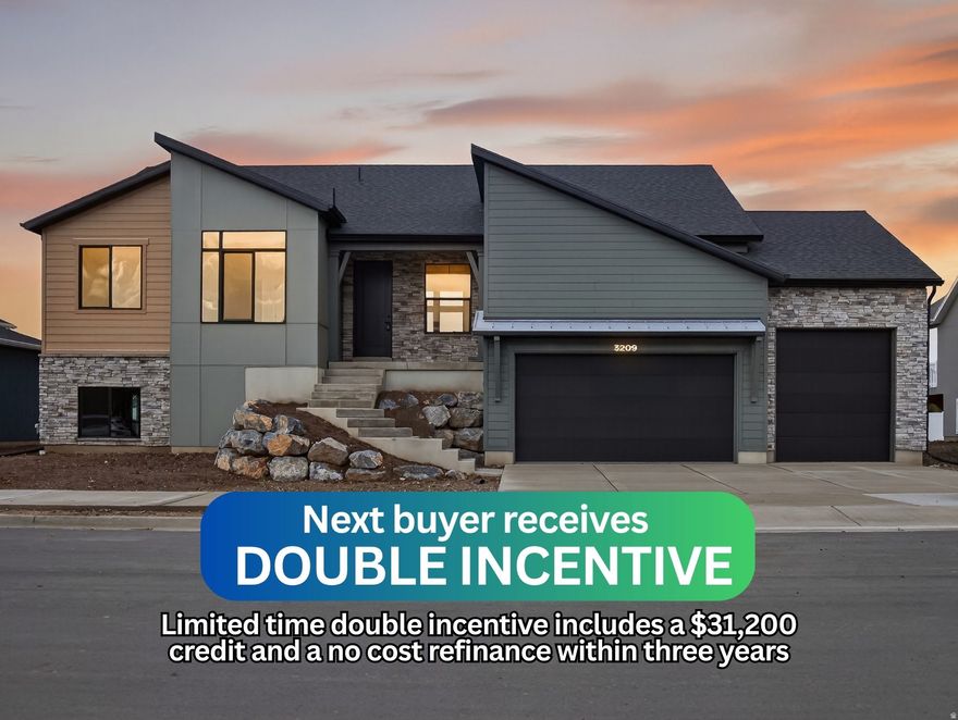 ***LIMITED DOUBLE INCENTIVE!*** Introducing our brand-new Sonoma floor plan! Come see the striking curb appeal and thoughtful layout in this home that's built to impress for decades. Includes full front landscaping/fencing, beautiful covered deck and porch, a chef-inspired gourmet kitchen with a butler's pantry, and soaring 12' ceilings that flood the home with light! The oversized garage has room for all your toys with abundant storage throughout that keeps everything organized. ***Limited promo includes a $31,200 credit and a no cost refinance within three years with use of our preferred lender to the next buyer*** Come see why the Sonoma is raising the bar for modern living. Schedule your tour today and make it yours! Square footage figures are provided as a courtesy estimate only and were obtained from building plans. Buyer is advised to obtain an independent measurement.