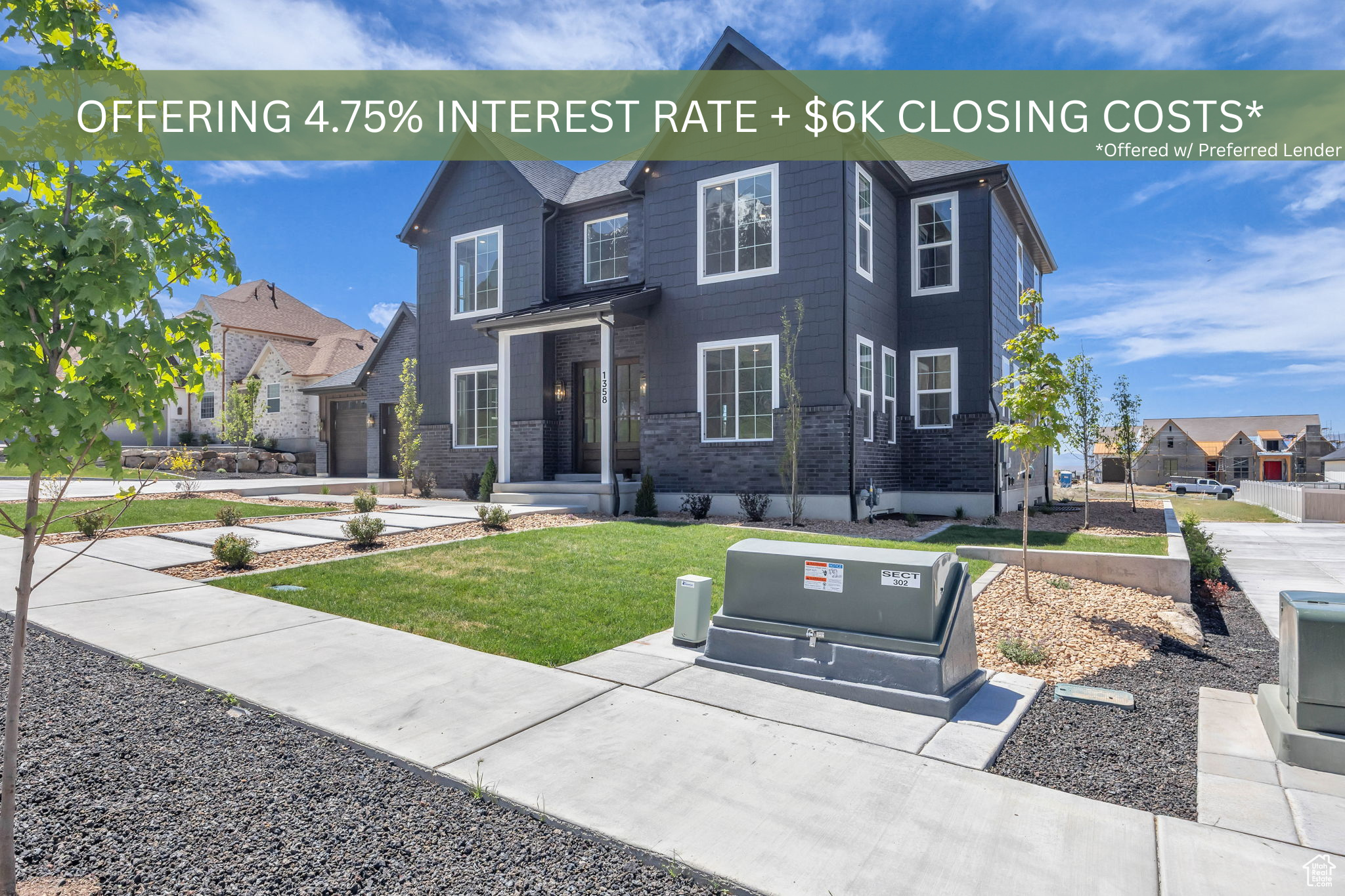 **Offering a 4.75% starting interest rate via a seller-paid 2/1 buy down and closing costs paid up to $6k. **Buyer must qualify through Seller's Preferred Lender to obtain rate buydown. This charming 2-story home with a finished basement offers the perfect blend of function and comfort. With en-suite bathrooms for nearly every bedroom, everyone gets their own space. Enjoy the convenience of laundry on every level, a pocket office for remote work, and a formal dining room for hosting. The open-concept main floor is designed for gatherings, flowing effortlessly onto two patios-ideal for indoor-outdoor living. The extra-deep garage includes a rear-facing garage door that opens to the backyard for added versatility. Thoughtful details like extensive tile work, a freestanding soaking tub in the primary suite, and a fully-equipped theater room elevate the lifestyle. Landscaping is 34 complete, offering a head start on your dream yard.