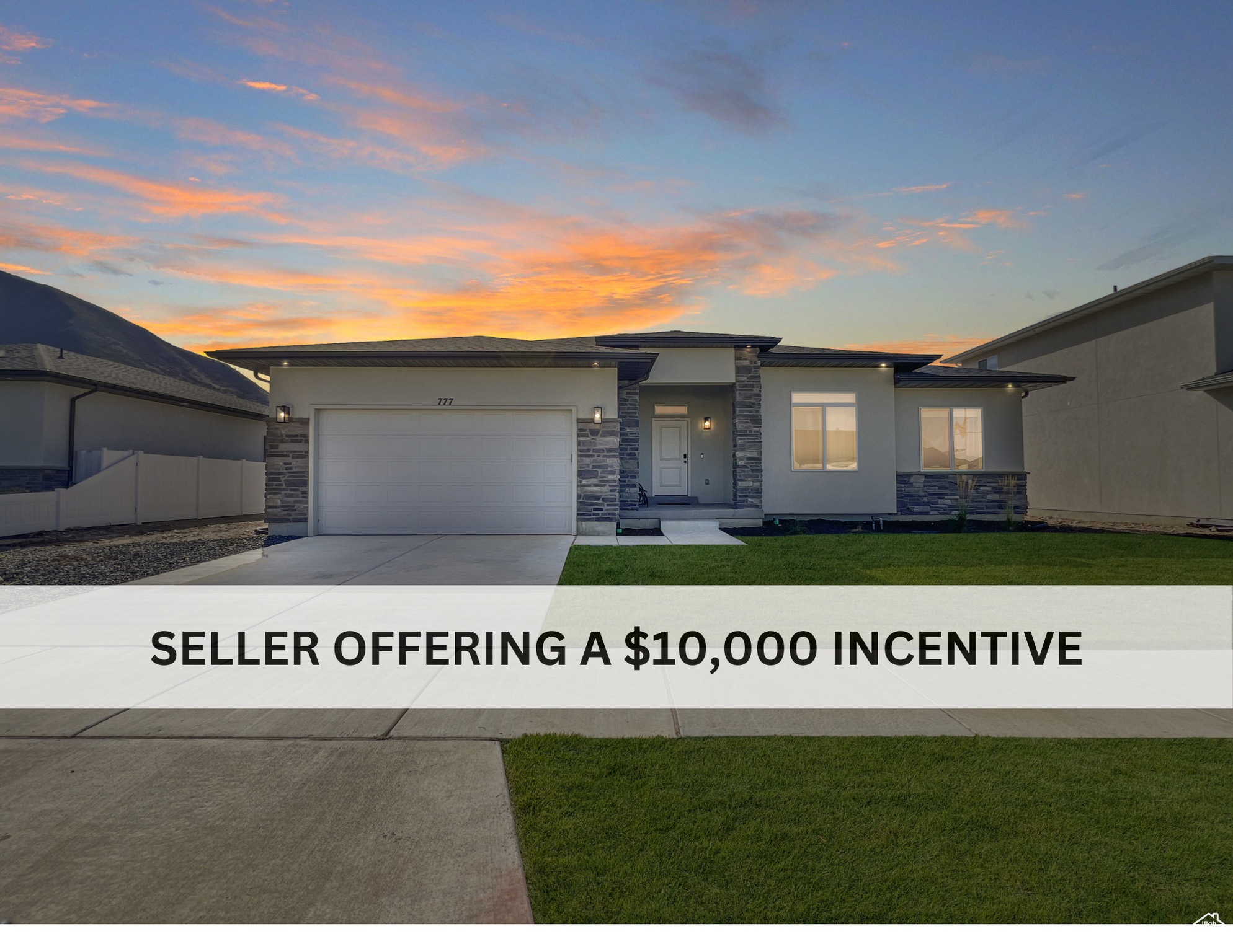 ** Seller offering a $10,000 incentive ** OPEN HOUSE: Saturday 2/8 from 11:00 - 4:00 ** This beautiful new construction home offers a spacious, open-concept living experience. The main level features an open floor plan, allowing for effortless flow between the front office, living, dining, laundry, and kitchen areas. Natural light floods the space highlighting the beautiful finishes. The kitchen is equipped with modern stainless steel appliances, ample cabinetry, and a sizable walk-in pantry. Washer and dryer are also included. The primary en suite includes a double vanity, enclosed toilet room, soaker tub, euro glass standing shower, and a large walk-in closet. The newly-finished basement comes with its own three bedrooms, a bathroom, a theater area, a recreation area, an office, and a walk-in storage closet. The yard is also fenced on two of three sides. Enjoy easy access to nearby parks, a golf course, schools, shopping centers, and plentiful dining options, ensuring you have everything you need within reach. Schedule a showing today! Square footage figures are provided as a courtesy estimate only and were obtained from the building plans. Buyer is advised to obtain an independent measurement.