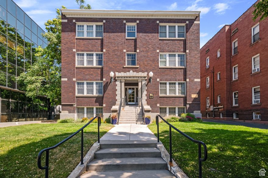 Charming Condo in the Historic Armista Building: Located just minutes from downtown SLC, this bright and spacious condo features high ceilings, hardwood & tile floors, large windows, and an open layout. The condo has been remodeled throughout: brand new bathroom from top to bottom, and the kitchen remodeled as well. Designated parking spot #5. Walk to restaurants, parks, galleries, and more. Quick access to the U of U, Red Butte Garden, and City Creek trails. Laundry available in the building, along with laundry hookups in unit. Fridge included.