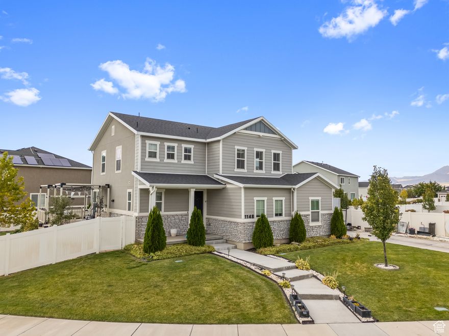 Welcome to your dream home in Springville, where modern design meets everyday comfort. This 3-bedroom, 2.5-bath single-family home sits on a spacious corner lot, offering over 2,000 square feet of beautifully designed living space.  The open-concept floor plan features a bright kitchen that flows into the inviting living area, perfect for gatherings and everyday moments alike. Upstairs, you'll find generously sized bedrooms and a relaxing primary suite designed for comfort and convenience.  Step outside to an entertainer's paradise: a private backyard with a stylish deck, shade canopy, string lights, and plenty of room for outdoor dining or relaxing evenings with mountain views. A long driveway provides ample parking, and the home's quiet neighborhood setting adds to the peaceful charm.  From morning coffee with a view to sunset dinners under the lights, this Springville home is ready to impress.