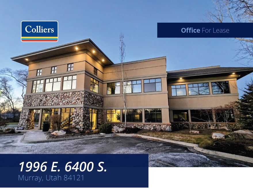 Strategically located without the congestion of a large business park, this prominent office building sits at Highland Dr & 6400 S, immediately off the 20th South exit on I-215, offering direct freeway access to numerous restaurants, amenities, retail services, and the Cottonwood Canyon ski resorts. Highly competitive lease rate for 6,623 SF in a two-story office building featuring an upscale, two-story lobby, with electric vehicle charging included. Modern, contemporary design and layout. Parking ratio: 4/1,000. Furniture available. Enjoy spectacular Wasatch Front views in a prestigious location where convenience meets striking presence.