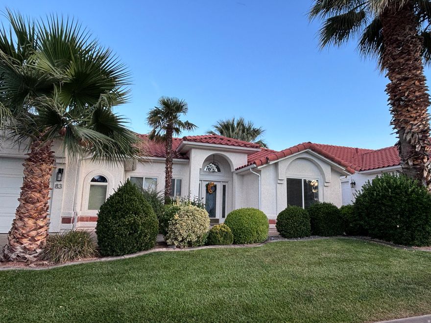 Tucked within one of St. George's popular golf course communities, this darling 3-bedroom home offers the perfect blend of relaxation, convenience, and Southern Utah charm. Whether you're searching for a second home, or low-maintenance full-time residence, this home is designed for easy living and endless enjoyment. Step inside to inviting living spaces filled with natural light and a warm, welcoming feel. The thoughtful floor plan offers comfortable gathering areas, spacious bedrooms, and effortless indoor-outdoor living. You have quick access to the pickleball courts & pool, but still maintain a very private backyard.  Enjoy peaceful mornings, sunny afternoons, and beautiful desert evenings just moments from golf, trails, dining, and all that St. George has to offer.