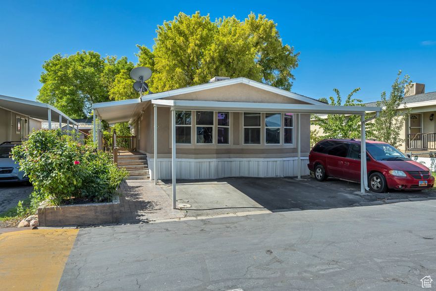 Spacious & Upgraded 3-Bedroom Mobile Home  Largest Unit in the Park! Welcome to this beautifully upgraded 3-bedroom, 2-bath mobile home offering comfort, style, and space like no other. As the largest unit in the entire lot, this home features vaulted ceilings that enhance its open and airy layout. Enjoy a range of upgrades including a stylish stucco exterior, elegant paver deck perfect for outdoor gatherings, and three dedicated parking spaces for added convenience. Inside, the primary suite is a true retreat with a large walk-in closet, and a luxurious en-suite bathroom boasting both a separate shower and soaking tub. With generously sized bedrooms, granite counter tops and thoughtful touches throughout. Don't miss out on this unique opportunity-schedule your tour today!