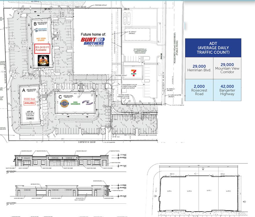 75% leased! Hurry to make it into one of the last spots in one of the fastest growing areas of Salt Lake County and Utah. Very close to Mountain View corridor, Bangerter Highway and along one of the main corridors to the planned Olympia Hills Community.  Tenant Improvement Allowance to be based on terms of lease negotiated. Space will be delivered in gray shell condition. 12488 South Rosecrest Road. Price is $30 per foot annually.   Ready for tenant build out, many businesses open and lots of daily traffic!  Several uses:  Zoned C-2, you can see potentials uses on the Herriman website here:  https://herriman.municipalcodeonline.com/book?type=ordinances#name=CHAPTER_10-16_TABLE_OF_USES  Tenant improvement allowance will be based on lease terms. Space will be delivered in gray shell condition otherwise. Contact with questions