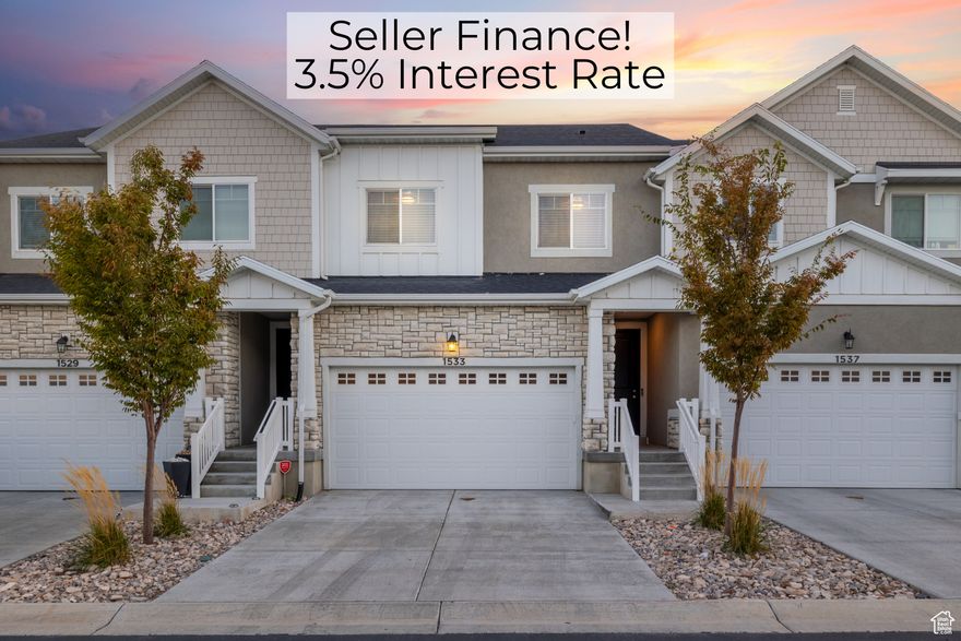 *** Seller Finance at 3.5% Interest Rate! - Assumable FHA Loan *** Gorgeous and basically brand-new townhome in a growing area in Bluffdale. Upgrades throughout including quartz counters, laminate flooring, upgraded railing, and fixtures. Private backyard area that backs up to the park. This home has it all! Easy access to Redwood, minutes from Bangerter and 12 minutes to Lehi. Don't miss out!