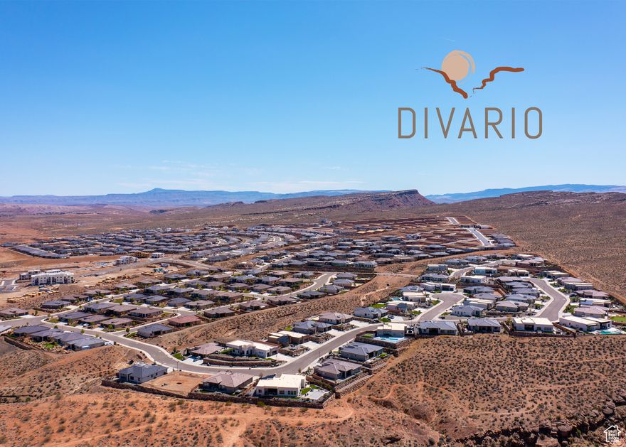 It's all about views. Building lot in Cecita Crest at Divario. Panoramic views in vibrant, new community. Easy access to BLM ground and hiking/biking trails. The 730 acre master planned community is adjacent to 18-hole Sunbrook Golf Course. Divario is surrounded in a picturesque setting with red rock vistas and views of Pine Valley Mountain. Open space in Divario includes natural groomed hiking/biking trails with connections to BLM ground and city planned Divario community park and neighborhood park.