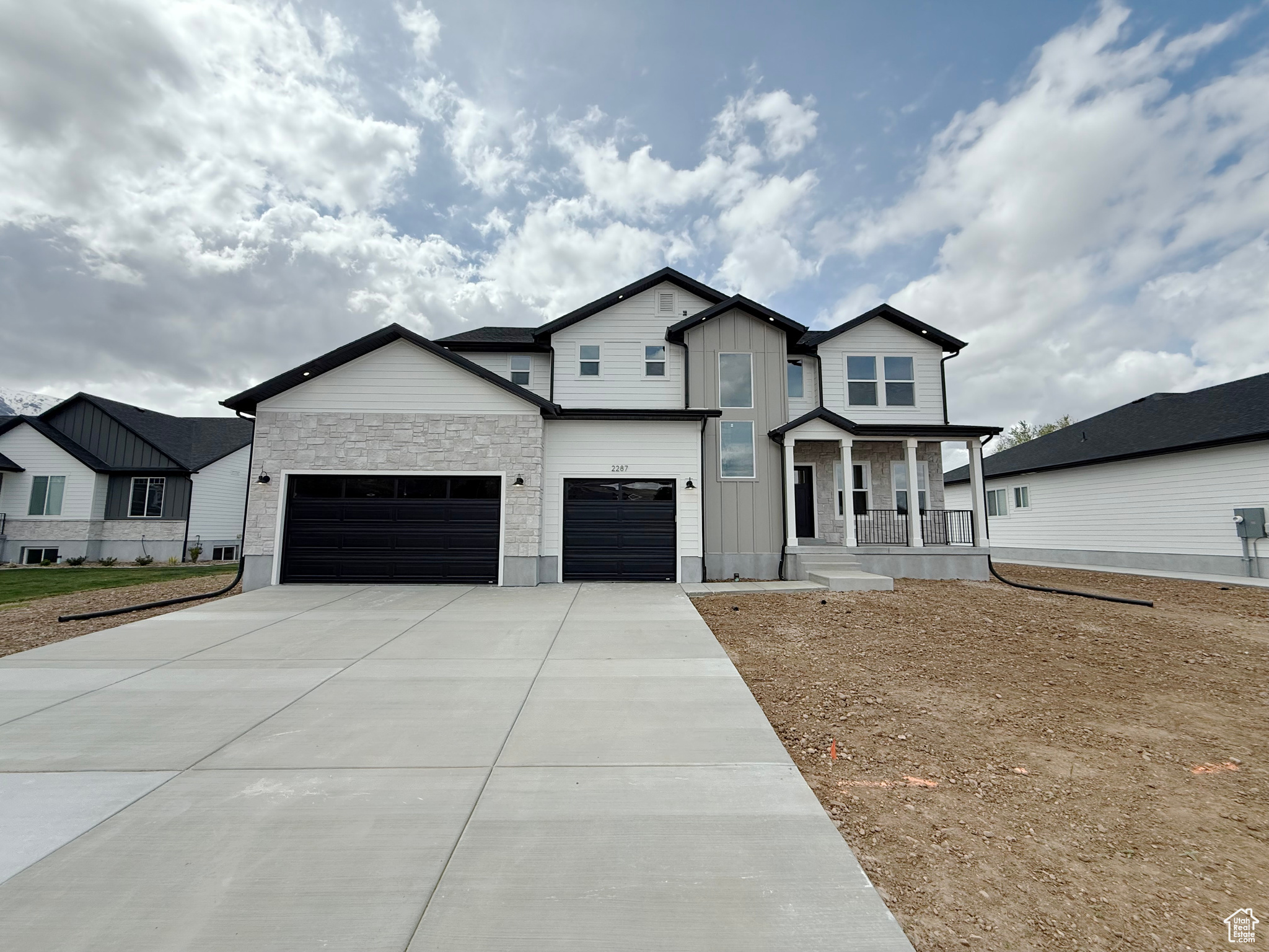 Under construction - completion November 2025! (Photos shown are from a previously built home with the same floor plan; finishes will vary.) This new two-story offers 4 bedrooms, 2.5 baths, and a private office on a quiet cul-de-sac with quick access to Highway 89 and Weber Canyon. Snowbasin is just 20 minutes away, Pineview Reservoir 30, and Salt Lake City International Airport 35. The main floor features 9-foot ceilings, an open layout, and a gas fireplace that flows into a chef's kitchen with expansive counters, custom tile backsplash, under-cabinet lighting, a large island, 5-burner gas cooktop with vented hood, double oven, and walk-in pantry. Upstairs, the primary suite includes a freestanding tub, custom tile shower, and oversized walk-in closet. Three bedrooms, a spacious laundry, and a full bath complete the level. Dual high-efficiency HVAC systems, modern lighting, and a generous backyard with mountain views add comfort and style. Square footage from plans; buyers should verify. Photos may not reflect exact finishes or features.