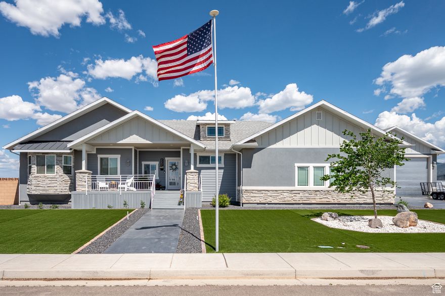 Builder's own custom home means opportunity for a magnificent home, the best of everything, thoughtful design & next level entertainment & family space! Custom cabinets & built-ins are only the beginning. The home features amazing custom kitchen w/multiple smart ovens including an air fryer, walk-in pantry; living room w/gorgeous gas fireplace, ceiling fans that are works of art, porcelain tile that looks like hardwood through much of the home; radiant in-floor heating in the basement, an outdoor living/kitchen w/fireplace & TV/surround sound; solid core doors & custom hardwood trim, 7 bedrooms, and a dog room! The 3-car garage & the detached double RV garage provide tons of parking, plus additional boat/trailer space, a sports court & gardens + MORE! (Ask your agent for a features flyer)