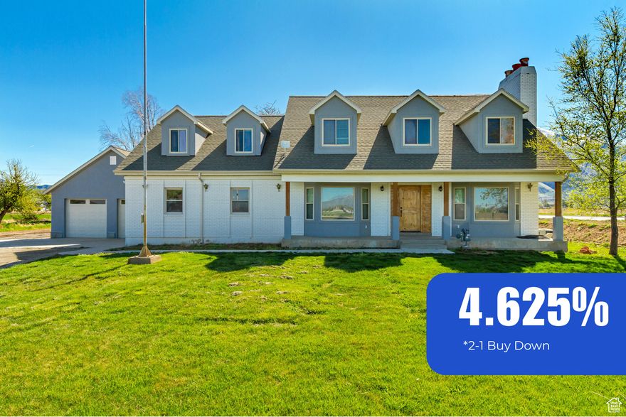 This stunning 5-bed, 4-bath home in Spanish Fork offers nearly 4,000 sq ft of elegant living space with a 3-car garage-now with incredible financing help to make it even more attainable! This stunning Beautifully Remodeled Home on Spacious 0.48-Acre Lot Spanish Fork home has been thoughtfully updated, blending modern style with timeless charm. Renovated in 2019 and 2020, it features updates across all levels, including a new roof. In 2022, a main-level laundry room was added, along with a brand-new two-car garage and an electric plug for EV charging. A sewer pump was installed for the basement in 2023.  Inside, fresh paint, updated flooring, and stylish finishes create a bright and inviting atmosphere. The open-concept living area is perfect for entertaining, while the expansive yard offers endless possibilities for outdoor living, gardening, or future expansion.  Conveniently located near schools, shopping, and freeway access, this home is a rare find. Don't miss your chance-schedule a showing today!