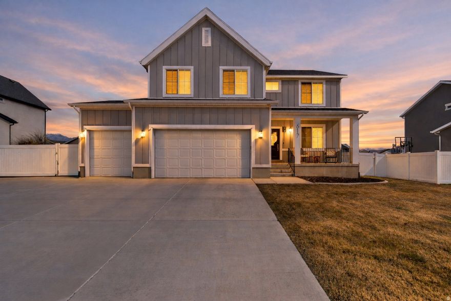 ***Showings to begin at Open House Sat. March 7th, 12-2pm***  Welcome Home! This one checks all the boxes!!! Centrally located, NO HOA, 3 car garage, RV pad with gate, West facing driveway, afternoon shade in the backyard, finished basement, and many other custom upgrades throughout! As you walk inside, you are greeted with the open and spacious main level that is perfect for hosting or just hanging out after a long day. Large windows let in lots of natural light and offer an unobstructed view of Mt. Timpanogas to the east. Kitchen includes stainless steel appliances and a gas range for all the home chefs out there. Front room has a custom built in bookshelf and can be used as a flex space. Upstairs features 4 bedrooms, 2 bathrooms, a loft/play area and the laundry room. The primary suite is away from the other bedrooms and includes a board and batten accent wall, a large en-suite bathroom with separate tub and shower and a walk in closet. Downstairs has a second family room, 2 bedrooms, a bathroom with tile shower, a storage room and cold storage. The backyard is a place where you can truly kick back and relax! Large concrete patio with included Hot Tub. In ground tramp provides endless hours of fun for the kids. Garden boxes lining fence and flower beds around house are all set up and ready to go. Store all your yard essentials in the included shed. Tucked away in an inviting neighborhood that is close to everything! Within minutes from I-15 freeway access, Schools, Lehi Main St, Costco, Target, Home Depot/Lowes, Restaurants, Shopping, Groceries, and more. This one is turn-key and ready for the next owner to just simply move in and enjoy!