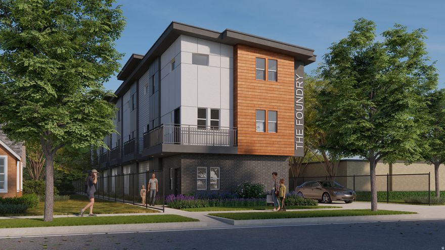 Experience the pinnacle of sophisticated urban living at The Foundry, a premier new construction townhome community located at 452 N 100 W in the vibrant heart of Logan. These townhomes showcase a striking modern aesthetic featuring steel siding, brick accents, and black exterior window frames. Each unit offers a seamless, maintenance-free lifestyle, allowing you more time to enjoy the unparalleled walkability to downtown shopping and local dining. Inside, the open-concept main level is anchored by a spacious great room, specifically designed for effortless entertaining and modern functionality. The interior finishes reflect a commitment to quality, including LVP flooring and tile bathrooms.
