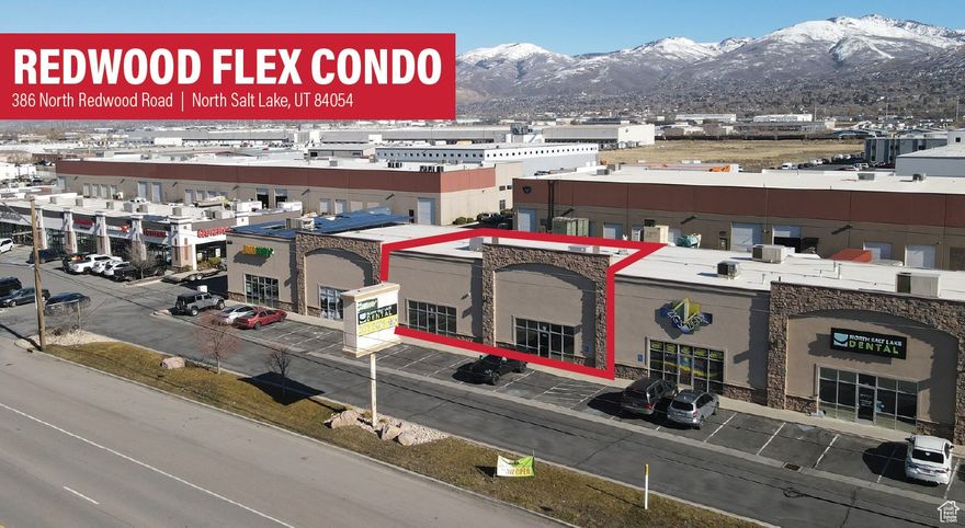Total SF: 4,000 SF  Loading: One (1) 10'x14' Grade Level Door  Clear Height: 16'  Clear Span (No Columns)  Two Bathrooms  One Office  HVAC Throughout  Ceiling Fans  Fire Suppression System  Zoning: MD (Manufacturing - Distribution)  ADT: 11,000 Cars/Day on Redwood Road  Located on Redwood Road In North Salt Lake Just One Mile North of Exit 27 on I-215