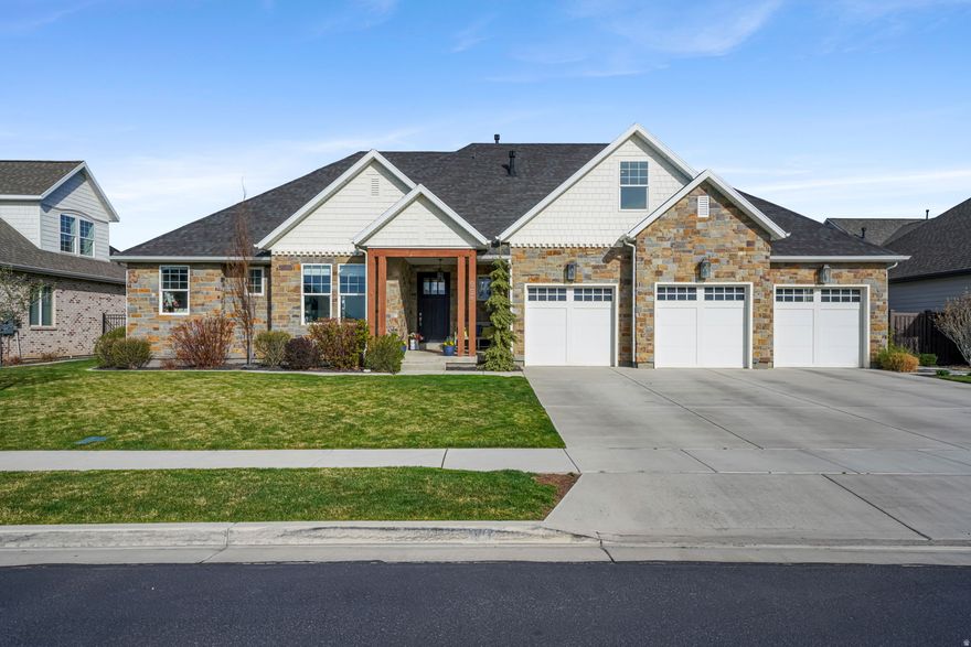 *** Showings to begin on Saturday, April 11 at noon at the Open House***  Welcome to this exceptional main-level living home in the highly sought-after Autumn Crest area of North Utah County, thoughtfully designed for both everyday comfort and effortless entertaining. From the moment you step inside, you'll notice the tall ceilings, expansive windows, and light-filled spaces that create a warm and inviting atmosphere throughout. The heart of the home is a gourmet chef's kitchen featuring a large walk-in pantry, oversized island, and generous gathering space, perfect for hosting family and friends. The layout is both functional and flexible, offering three bedrooms and a loft upstairs, a main-level library, and a fully finished basement complete with an exercise room, theater, and additional bedroom. Indoor living flows seamlessly to the outdoors, where you'll find a covered patio, outdoor fireplace, and hot tub, creating a private setting for year-round enjoyment. Additional highlights include a spacious 3-car garage and solar panels to help reduce power costs. Ideally located just minutes from American Fork Canyon, the Murdock Trail, and all the shopping, dining, and conveniences of American Fork, this home offers the perfect blend of luxury, functionality, and location.  Truly a place to gather, connect, and enjoy life. Square footage figures are provided as a courtesy estimate only and were obtained from county records.  Buyer is advised to obtain an independent measurement.