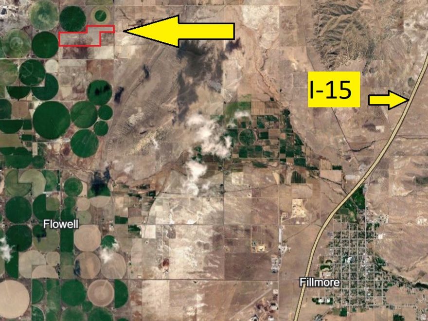 160 acres of wide open pasture land between 4 total parcels This property is zoned in the AG-1 Zone and is north of Flowell approx 3.5 miles with frontage on Hwy 100. AG-1 zone requires 1 acre per lot for residentia) and drill a well. Parcels included in sale are 6813, 6815, 6815-1, and 6818.  Directions to property. Head 4 miles west of Fillmore on 500 North (County Road 4509) and then 3.5 miles north on Hwy 100 to the property on the west side of the highway.