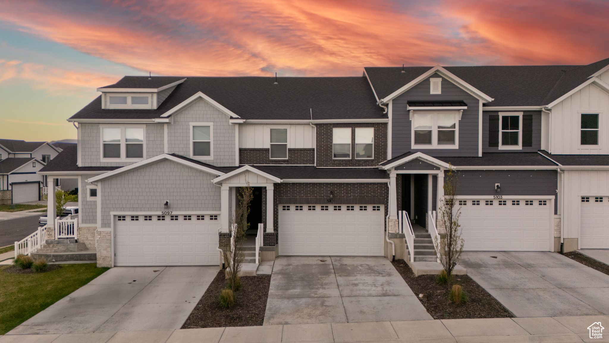 Experience the perfect blend of comfort, style, and convenience in this stunning townhome located in Herriman's highly sought-after Parkside community. Built in 2021, this 3-bedroom, 3-bath home offers over 2,300 square feet of thoughtfully designed living space. Featuring upgraded laminate and tile flooring, a full basement, and a spacious 2-car garage, this home feels as fresh as new. The bright, open layout is ideal for both family living and entertaining, with a peaceful patio for relaxing evenings. Enjoy maintenance-free living with HOA coverage that includes snow removal, exterior upkeep, and insurance. Perfectly situated near parks, scenic walking trails, shopping, and top-rated schools like Silver Crest Elementary and Herriman High. Only 3 minute drive to Costco and Mountain Village and 2 min walk from J Lynn Crane Park/Herriman City Center.  Luxury, practicality, and a true sense of home-this one checks all the boxes!