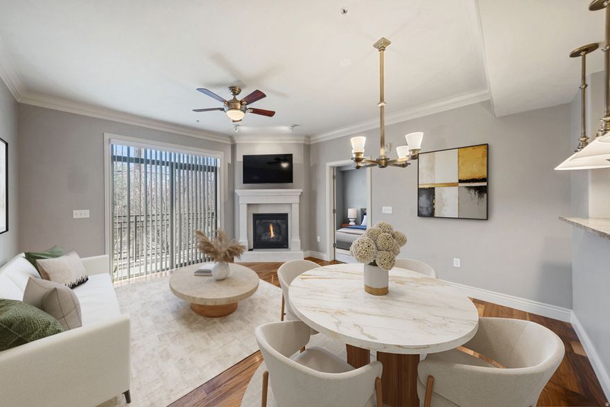 This gorgeous, High-rise, luxury, custom-built condo has been barely lived in by the previous owners and it shows like new! This open layout has a gorgeous fireplace and wooden floors. The two en suite bedrooms have new carpet. Well priced, below the sellers purchased price. This gated community has elevator access, and secured parking. The outside common area offers a BBQ grill, table and chairs perfect for dining and socializing. All information is deemed reliable, but is not guaranteed and should be independently verified including square footage.