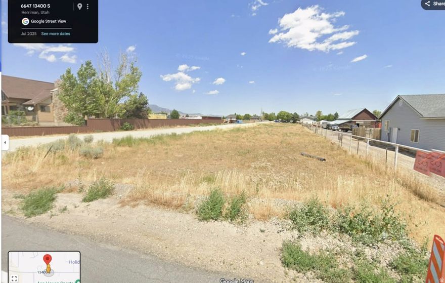 .60 Acre Residential Lot for Sale in Herriman  Rare opportunity to own approximately .60 acres in a prime Herriman location. County records reflect one acre, however a road (easement) runs along the west side of the property, leaving roughly .60 acres of usable land. Zoned residential.  Located on 13400 S just west of 6400 W, this property offers excellent access while still providing space and privacy. You are close to many of Herriman's most popular businesses, schools, and amenities, yet far enough from the center to avoid the congestion and traffic.  This lot is large enough to accommodate horse property, a barn, a large garage or shop, or create the custom home setup you have been wanting. The road along the west side provides convenient access the full length of the property, offering flexibility for future planning.  Utilities nearby. Buyer to verify all information including zoning, acreage, and utility access.