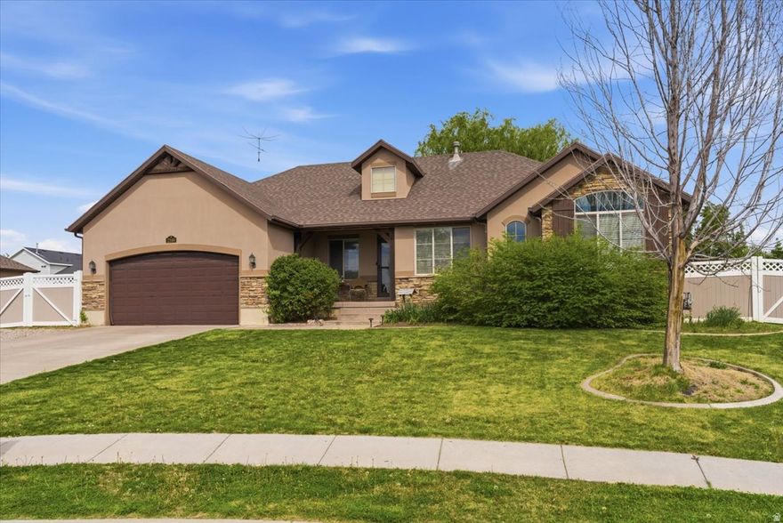 This beautiful rambler features a spacious layout throughout with vaulted ceilings. You will love the  bright master bedroom with private master bathroom and walk-in closet. The second and third bedrooms on the main floor are very spacious with a bathroom to share. The basement is finished with a wet bar that could easily covert to a full kitchenette.  There are 2 large bedrooms in the basement, one den, a full bathroom, and plenty of storage! This home has a great patio to sit out and enjoy the backyard and mountain views. All info given as a courtesy, buyer and buyers agent to verify all info.