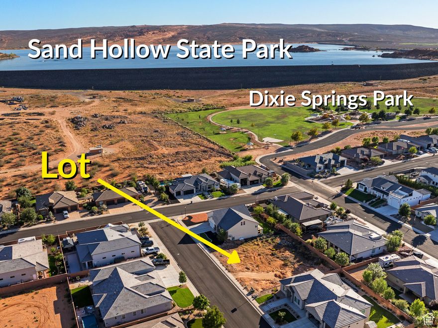 Recreation paradise! Build your dream home in the coveted Dixie Springs neighborhood, just steps from Dixie Springs Park and minutes from Sand Hollow Reservoir and the dunes. This 97'x110' lot is ideal for a walk-out basement design and offers room for a massive RV garage-with potential for a theater or game room below a suspended slab. Two block walls are already in place (rear and north sides). Enjoy boating, biking, hiking, and adventure right out your door. Priced at $180,000, this represents the best value in Southern Utah. Build with our preferred builder or bring your own-either way, the Southern Utah lifestyle starts here.