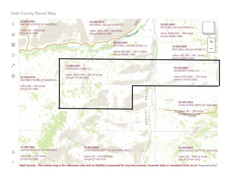 Natural grazing acreage in the Nebo Creek area with 240 ELU's of water rights (accessed from Spencer Creek that runs across the property). Located  just a few miles south of Birdseye.  Greenbelt status = low property taxes.  The land is partially fenced - vegetation includes cedar, sage and wild grasses. The property is situated between Dept of Natural Resources land and a private owner, through who's land there is a legal right of way granted.    There are three parcels included in this listing that total 402.4 acres:  33:004:0001 - 242.077 acres; 33:004:003 - 40.308 acres; 33:003:0021 - 120 acres.