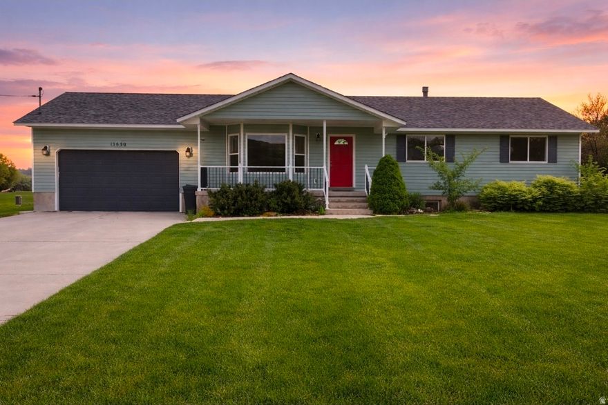 Welcome to this peaceful country property in Garland, Utah-where wide open space meets small-town charm. This well-maintained home sits on a spacious lot with expansive lawn areas, mature trees, and beautiful views of the surrounding mountains and farmland. The setting offers the perfect balance of privacy and convenience, ideal for those looking to enjoy a quieter lifestyle while still being within reach of nearby towns. The home features a functional layout with abundant natural light and comfortable living spaces. Large windows bring in scenic views and create a bright, inviting atmosphere throughout. The exterior showcases durable, low-maintenance siding and a welcoming presence, with plenty of room for parking, outdoor activities, or future improvements. Step outside and enjoy the open yard-perfect for gatherings, gardening, or simply relaxing and taking in the peaceful surroundings. The property provides ample space for animals, recreational use, or additional outbuildings, giving you flexibility to make it your own. Located in the heart of Garland, you'll appreciate the rural feel, slower pace, and strong sense of community. With easy access to Tremonton and I-15, commuting is simple while still enjoying the benefits of country living. This is a great opportunity to own a slice of Northern Utah with room to grow, stunning views, and endless potential. Buyer is to verify the square footage. We used the County Records.