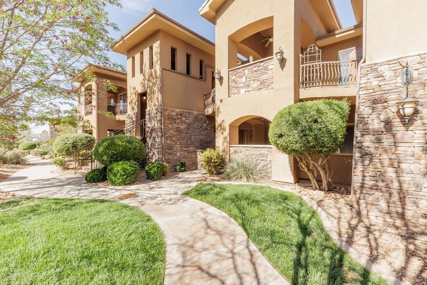 Vacation rental approved + turnkey! This 2 bed, 2 bath property features granite countertops, private entrance, and a covered patio with fireplace & TV. Enjoy indoor/outdoor pools, lazy river access, and private dining perks. Already in a rental pool--perfect for investors or personal getaway! Buyer to verify all.