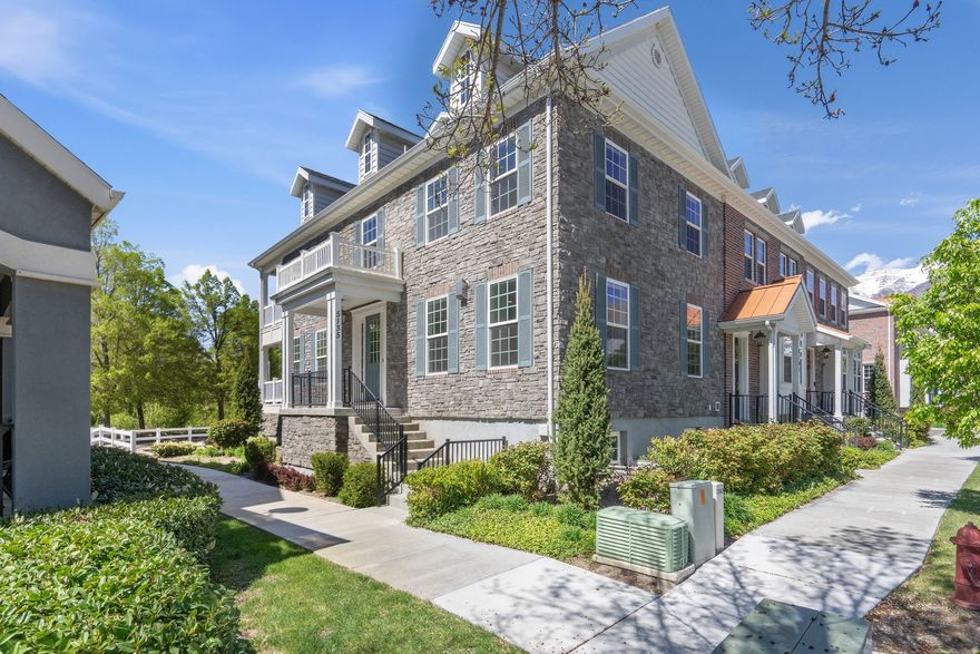 Fresh on the market! Luxury Townhouse in the Riverbottoms! This elegant townhouse backs to Provo River and the river trail systems--awesome for quiet walks along the river. Enjoy the sound of the river while relaxing from your covered back deck. Beautiful and timeless inside and out, this unit has a lot of upgrades: Stainless steel appliances, double ovens, quartz countertops, gas range, cozy fireplace, beautiful lvp flooring, spacious master bedroom with private patio and with view of the river, dual vanities, 9' ceilings on 3 levels with large windows for lots of natural light, designer lighting and hardware, speaker system in many rooms and outside, oversized 2 car garage with charging for two electric vehicles, theater room with Dolby Atmos sound system, and a den/office. These residences blend historic charm and modern convenience. Nestled in the hub of activity, they are across the street from shops and restaurants, and just a quick walk to The Shops at Riverwoods. Also close to Riverside Country Club and Golf Course, movie theaters, Provo Canyon and BYU. Buyer and Buyer Agent to verify sq. ft. and all listed info. Agent related to Seller.