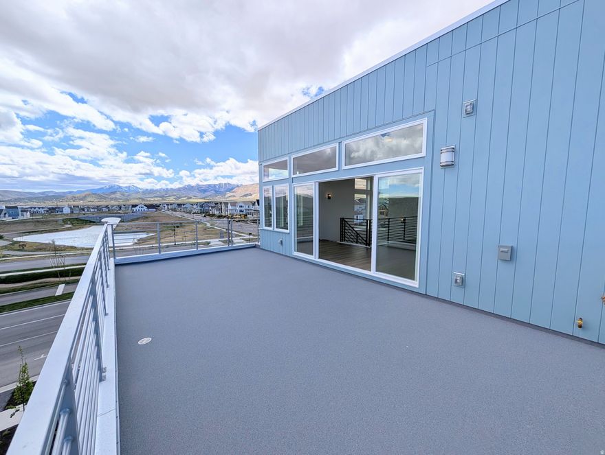 Show-stopping home nearing completion! This stunning Innovator Sky home features a third-level Sky Room with a wet bar and breathtaking views overlooking the Watercourse. Step outside to the east-facing, hot tubready Sky Deck, perfect for entertaining or relaxing while taking in the scenery. Thoughtfully upgraded throughout, this home includes a finished basement, quartz countertops and quartz backsplash, gas range, upgraded cabinetry, hard-surface flooring, modern railing, and a cozy gas fireplace. The open-concept layout offers a spacious great room that flows seamlessly into the dining area and kitchen, along with a convenient main-level office, ideal for working from home. Located in the highly desirable Watermark Village at Daybreak, you'll enjoy easy access to the watercourse and an incredible lineup of community amenities. Estimated completion: April-May 2026. Photos are of the actual home.