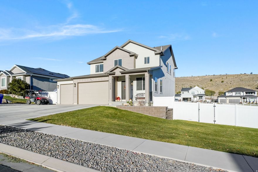 Major Price Improvement - Reduced by $50,000! Seller is serious and ready to move!  Welcome home to this beautiful 2-story in Eagle Mountain! Built in 2019, this home offers modern comfort with room to grow. Featuring 3 bedrooms, 2.5 bathrooms, and an unfinished basement ready for your personal touch, there's space for everyone. You'll love the spacious 3-car garage, fully fenced backyard, and convenient RV pad-perfect for all your toys. Inside, the kitchen includes a recently replaced dishwasher. Enjoy a quiet neighborhood setting while still being close to parks, schools, and trails.  **Washer, dryer and refrigerator are not included. Buyers to verify all information and accuracy of acreage and square footage. This is provided as a courtesy only.