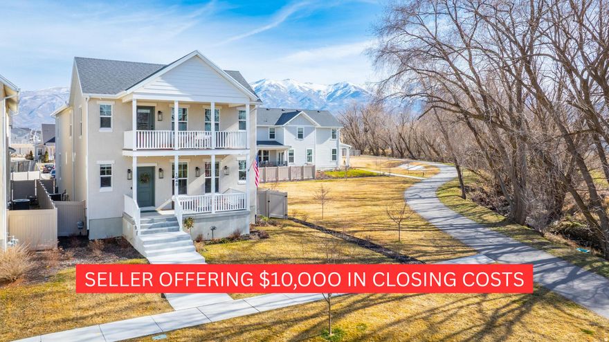 *** SELLER OFFERING $10,000 TOWARD BUYER'S CLOSING COSTS*** This home sits at the end of a quiet road in Layton, surrounded by green space and walking trails that run along Kay's Creek - so the only traffic you'll deal with is joggers who are way more motivated than the rest of us. If you've been waiting for a house that actually feels upgraded (and not "builder upgraded" with one fancy doorknob), this is it. We're talking:  3-car garage (because two cars + storage + random Costco runs = reality)  Fireplace in the family room  White quartz countertops  Custom cabinets  Clean. Crisp. Dialed in. And here's the unicorn feature everyone wants: 4 bedrooms all on the same level. No kid banished to the basement. No awkward stair negotiations. Just smart layout. The primary suite? Vaulted ceilings that make it feel big and bright. Private covered deck overlooking green space in front of the home. Separate tub and shower. Brushed champagne-gold colored faucets that add just enough flex without trying too hard. And a large walk-in closet that can handle real life - not just staged life. This home is in perfect condition. Not "we cleaned it for photos" condition. I mean truly well cared for, move-in-ready, don't-lift-a-finger condition. Quiet street. Green space. Covered deck that over looks Kay's Creek, private covered patio, Trails. Three-car garage plus parking for 3 more cars in the driveway. EV charger outlet in garage. Plus a High output tankless water heater so your hot water never runs out! Real upgrades. If you've been waiting for the one in Layton that checks every box - this is it.