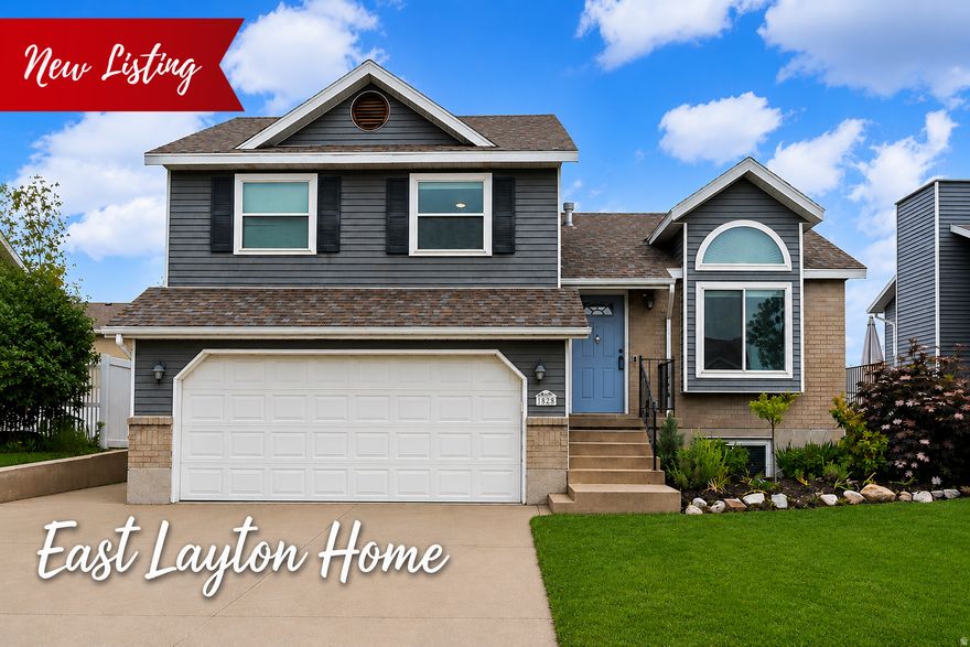 Welcome home to this beautifully remodeled- West facing- East Layton gem offering 4 bedrooms and 2 bathrooms, where pride of ownership and quality craftsmanship shine throughout. From the moment you step inside, you'll notice the attention to detail-this seller truly spared no expense, showcasing top-notch finishes and thoughtful upgrades in every space. The stunning kitchen is a true showstopper, featuring maple construction cabinetry with soft-close hinges and an array of custom storage solutions including pot and pan pull-outs, a spice cabinet, and a dedicated baking sheet/cutting board cabinet. Sleek quartz countertops, a stylish tile backsplash, and a full suite of newer appliances-including Whirlpool appliances and a KitchenAid dishwasher-make this space both beautiful and functional. Additional highlights include a new sink, faucet with cup rinse, garbage disposer with countertop button, and smart voice-controlled under-cabinet LED lighting.   The primary bathroom has been fully refreshed with a new vanity, sink, faucet, mirror, lighting, and toilet, along with a tile shower featuring dual niches and updated Moen fixtures. Upstairs bedrooms offer new carpet, fresh paint, updated closet doors, and ceiling fans in the other bedrooms for added comfort.  Throughout the home, you'll find new door casing and baseboards, black hardware accents, and a cohesive, modern look with every room painted using premium Sherwin-Williams paint. Doors, trim, and baseboards are finished with durable Sherwin-Williams Emerald urethane paint for a clean, polished feel. The living room features a new fan, and a stylish wood and black railing adds character while defining the kitchen and living spaces.    Major systems have been updated with a roof, windows, and furnace/AC all replaced in2015/ 2016, offering peace of mind for years to come. Enjoy outdoor living on the freshly painted deck (April 2026) and appreciate the convenience of new blinds and window shades throughout. The windows were replaced in 2018.   All appliances-including washer, dryer, and refrigerator-are included with a full-price offer. Extra bonus' include a vegetable & herb garden, as well as a shed for all of your toys.   Ideally located just minutes from Hill Air Force Base, this home combines modern upgrades, functionality, and a prime East Layton location. Don't miss your opportunity to own this truly turnkey home! Please see attached 3D tour!     * Square footage figures are provided as a courtesy estimate only and were obtained from appraisal.  Buyer is advised to obtain an independent measurement. *Reverse osmosis and ring doorbell are excluded.